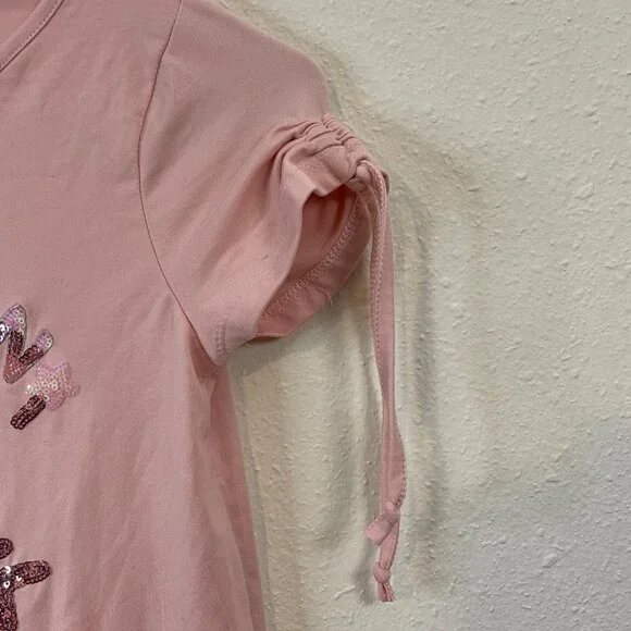 Btween Girls Pink Unicorn Club Sequin Tie-Sleeve T-Shirt Size 10 - Picture 6 of 11